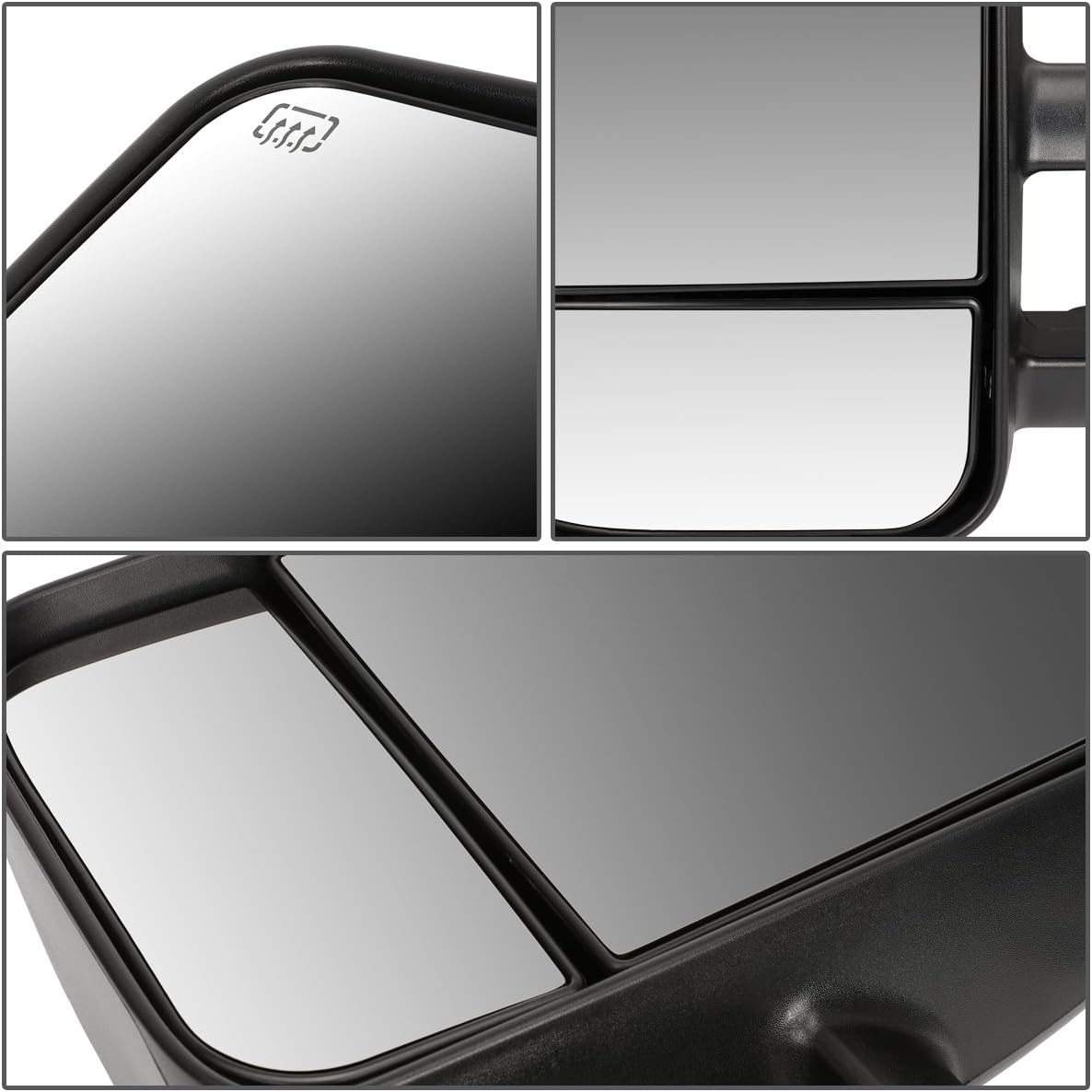 Auto Dynasty Driver Left Sdie Rear View Towing Mirror - Manual Telescoping | Power Adjustment | Heated Glass - Compatible with Chevy Silverado GMC Sierra GMT900 07-14, Textured Black