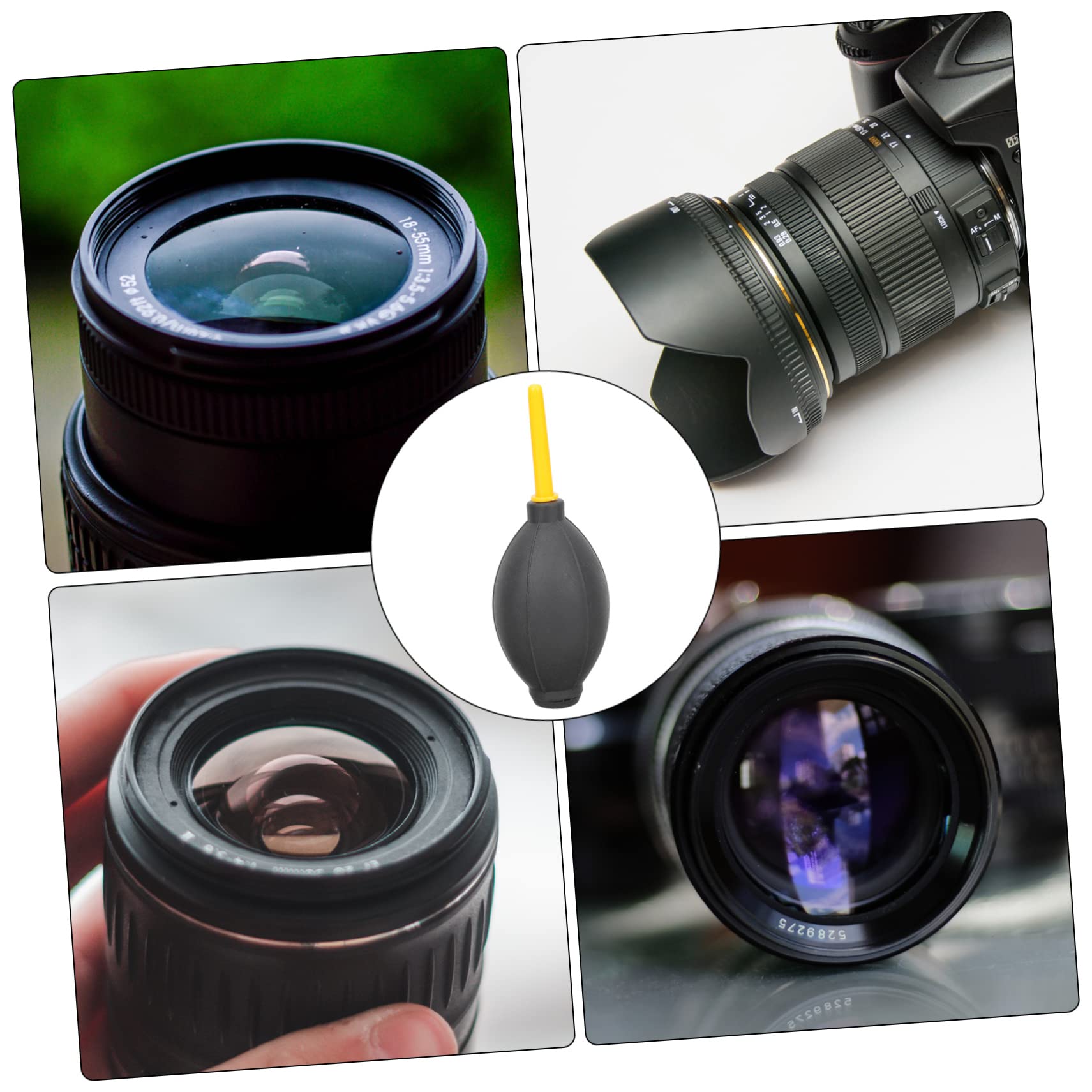 Yardenfun Soplador De Polvo y Lentes Para Limpieza De Cámaras 3 Piezas, Para Fotógrafos Profesionales, Diseño Compacto, Aire Comprimido Rápido, Uso En Cámaras y Equipos Electrónicos, Color Negro