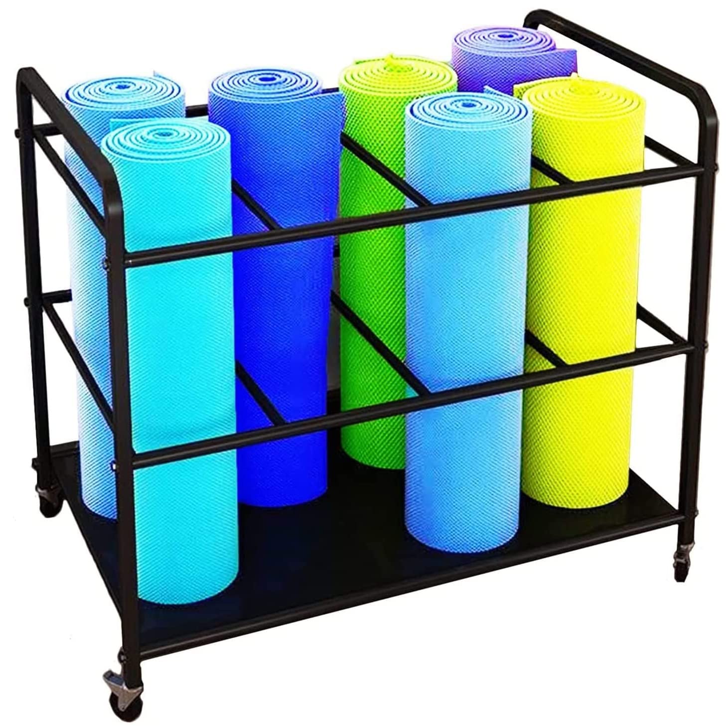 Chariot de rangement pour tapis de yoga pour un studio bien ordonné