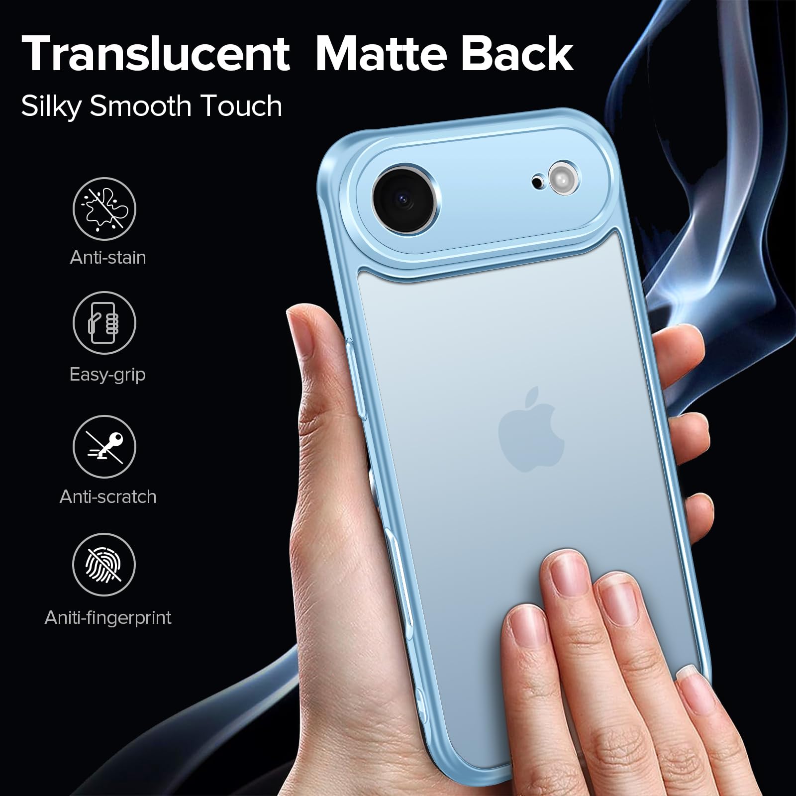 iVoler Cover Opaca per iPhone Air 6.5 Pollici con 2 Pezzi Vetro Temperato, [Antiurto di Grado Militare] Custodia Traslucida Posteriore Sottile Anti-Impronte Case, Azzurro Chiaro