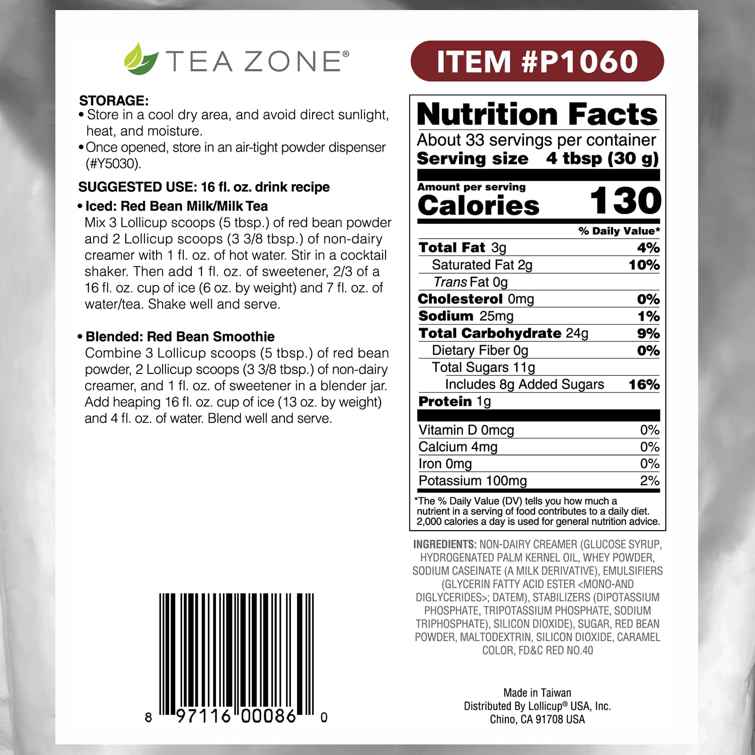 Tea Zone 2.2 lb Red Bean Powder