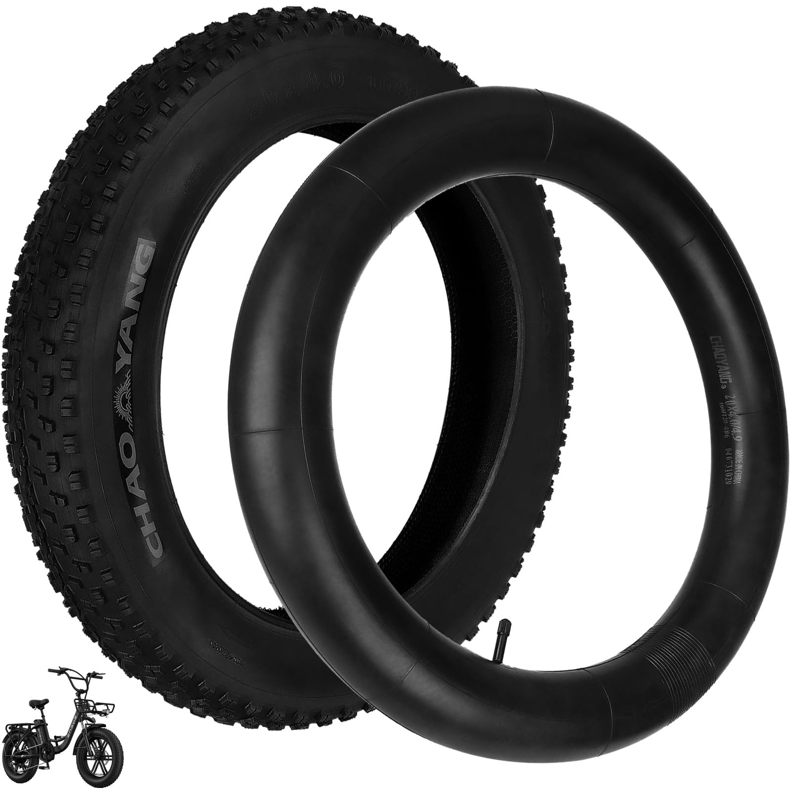 Pneu tout-terrain 20 x 4,0 (intérieur et extérieur) pour vélo électrique ENGWE L20/L20 Boost, Evercross EK30, chambre à air 20 x 4,0" pour VTT et snowbikes