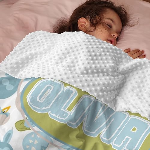 Miniatura 5 de Manta de bebé personalizada Minky para niños y niñas, suave y acogedora forro polar de doble cara con nombre personalizado, regalo perfecto para
