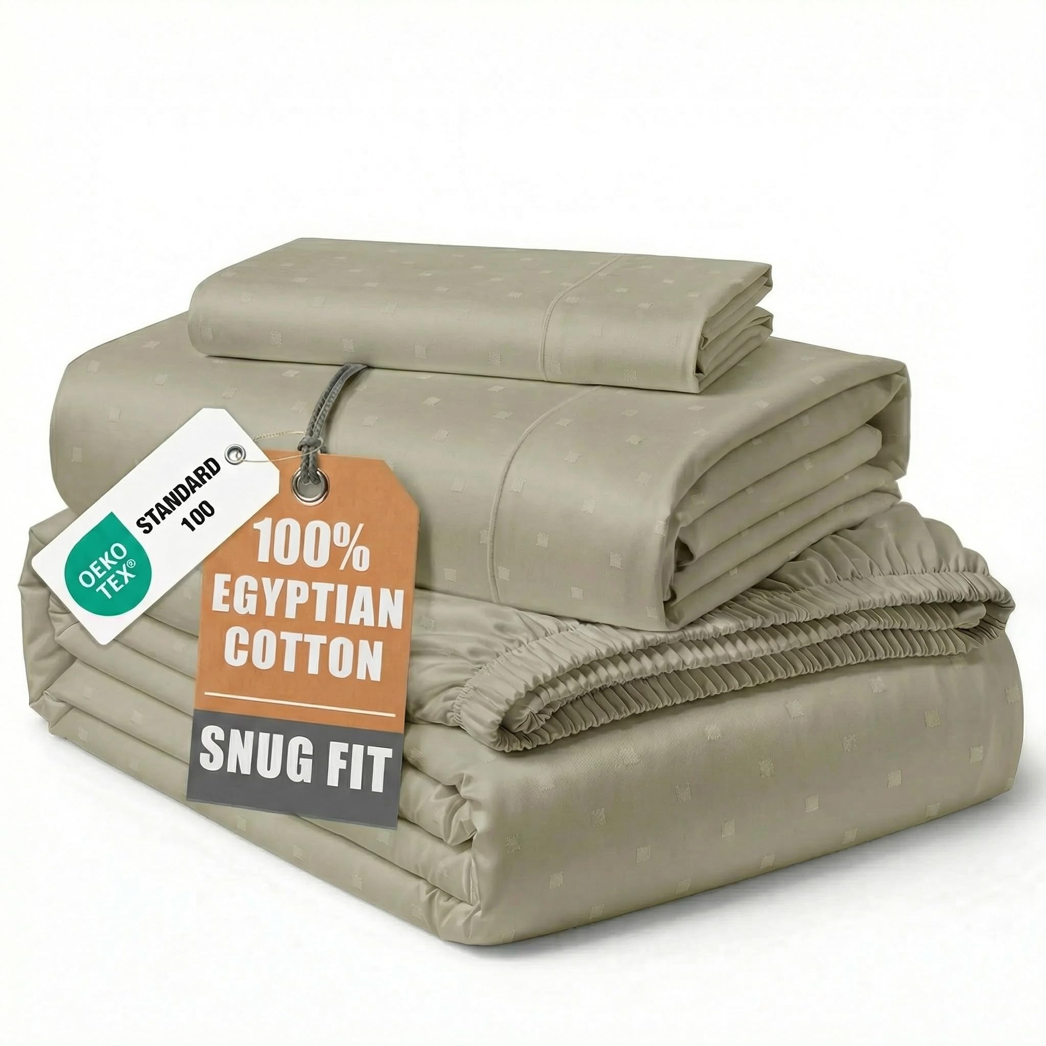 LANE LINEN Cooling Sheets Twin Sateen Weave - Linen Swiss Dot