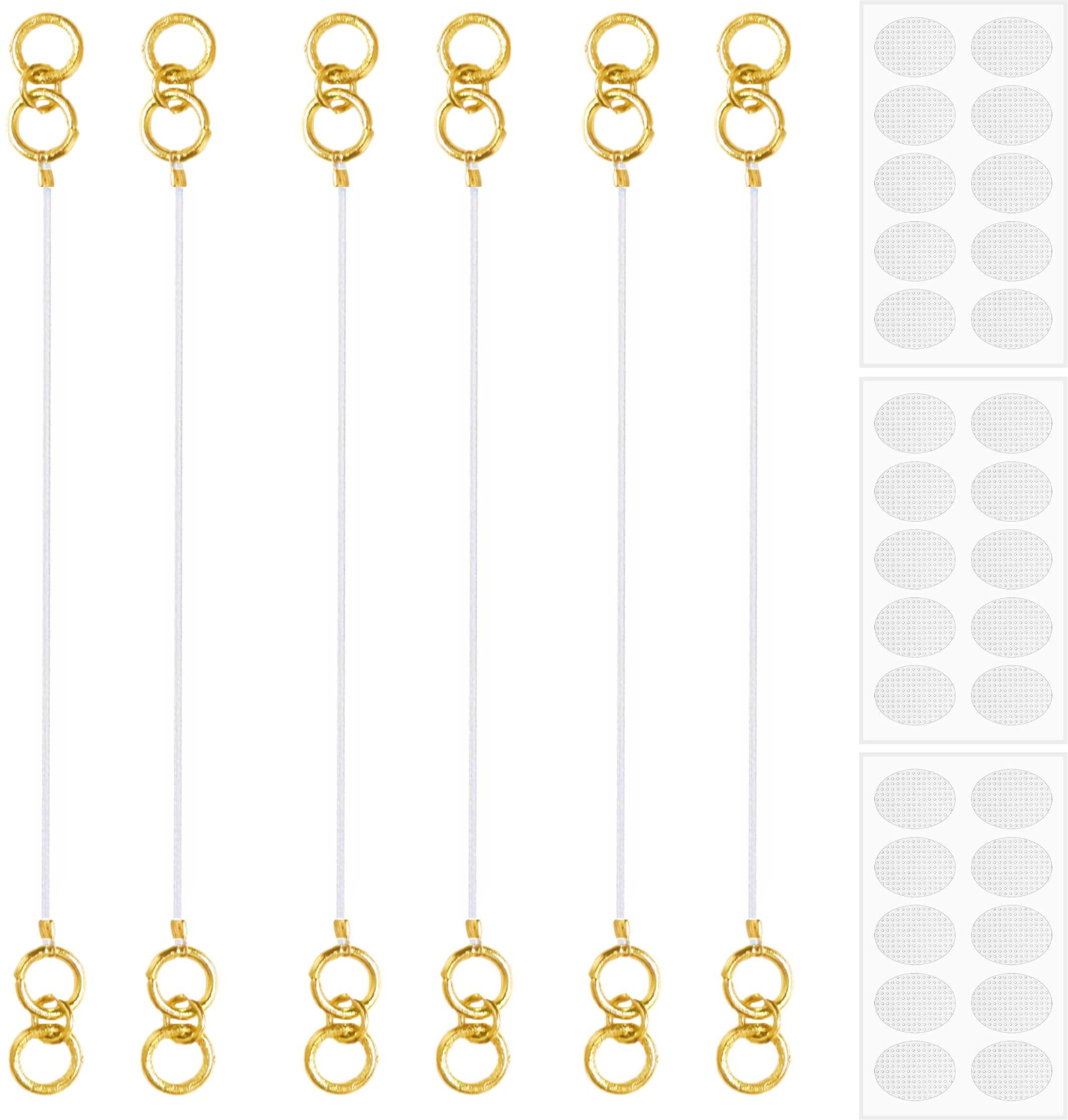 VRONZO Gold Plated Transparent, Stretchable Ear Chain for Heavy Earrings – Ear Support for Women & Girls (PAIR OF 3) with FREE Invisible Ear Lobe Support Patches for Earrings (30 SUPPORT PATCHES)