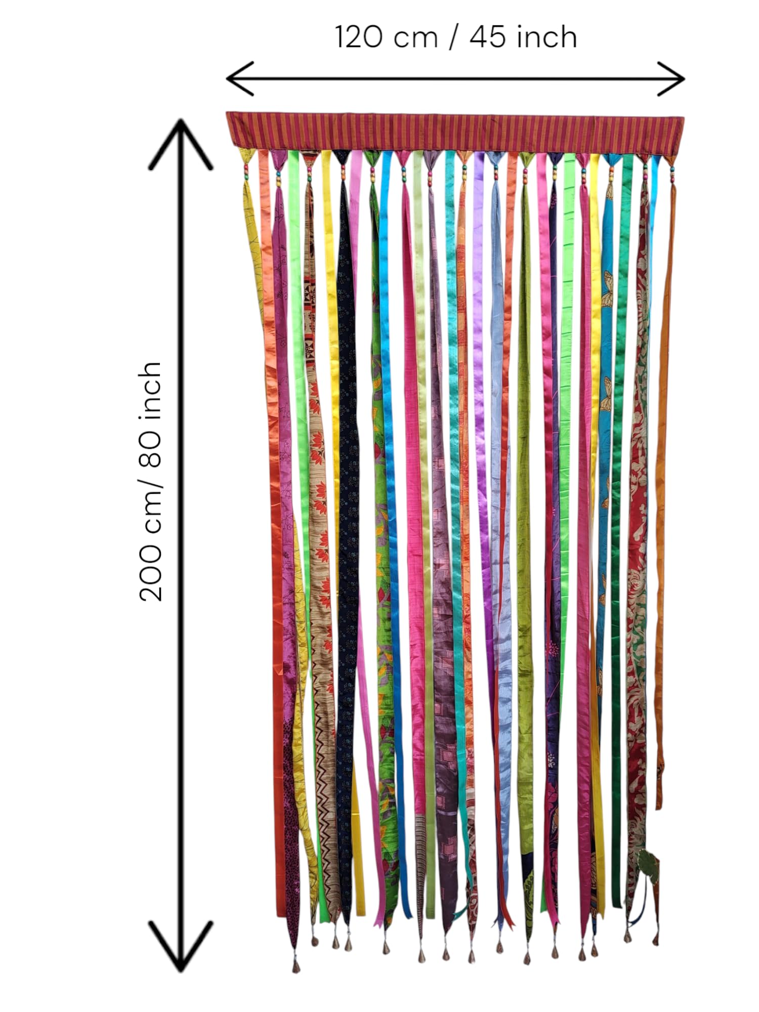 Mango Gifts Mehrfarbiger Bandvorhang mit Stangendurchzug - Raumteiler - Lichtfilterung - Für Wohnzimmer, Schlafzimmer - 216 x 114 cm