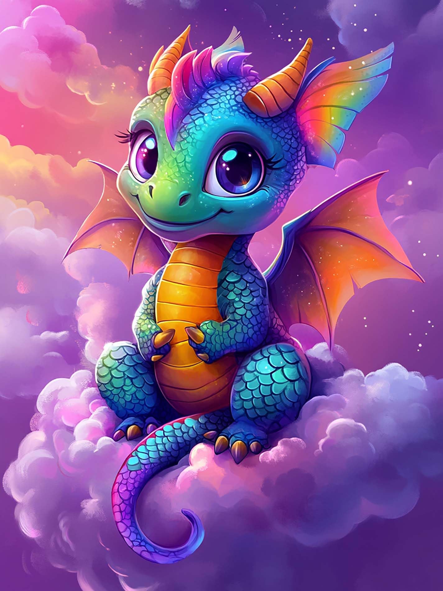 VAIIEYO 5D DIY Diamond Painting Dragon, Diamond Art Kits Adults Animal, Paint with Round Full Drill Crystal Rhinestone Diamonds Gem Art for Home Wall Decoration Gift 12X16 Inch-75