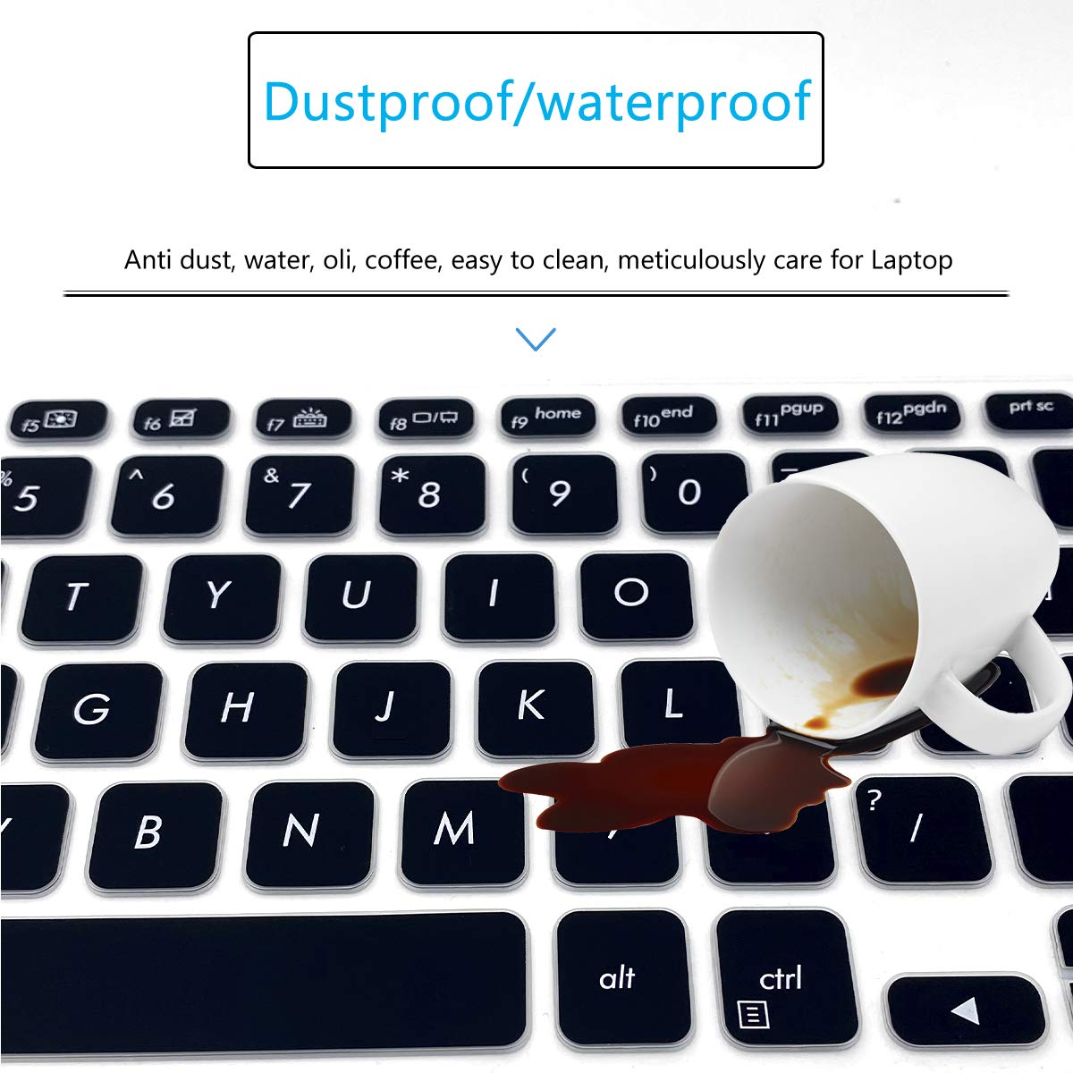 Silicone Keyboard Cover For ASUS VivoBook S512, S530, F512, X512, S712 & F515 Models - Black Skin Protection