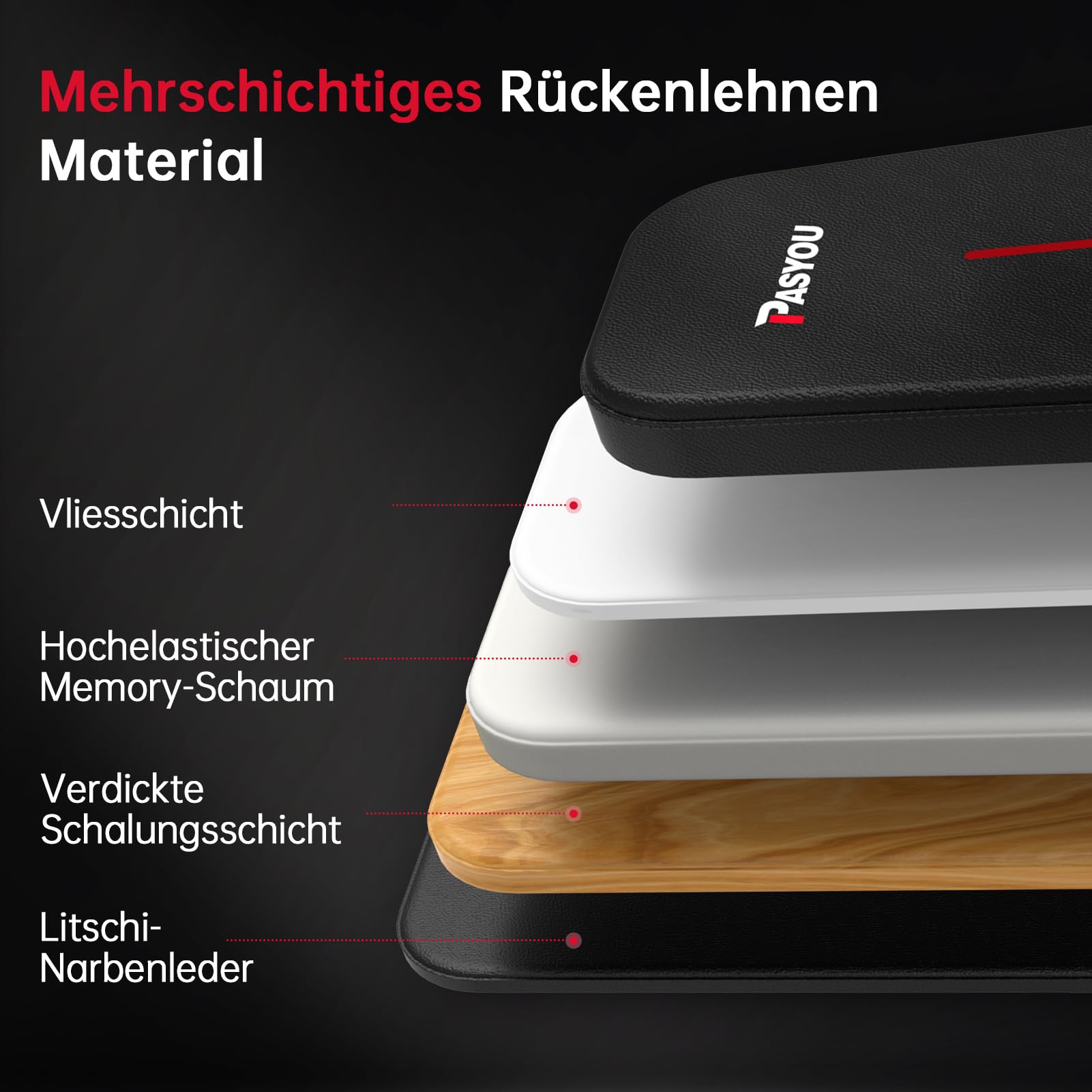 PASYOU Hantelbank Klappbar 10-Fach Verstellbar 90° Grad vertikal Multifunktions Trainingsbank für Ganzkörper-workout Bauchtrainer Schrägbank