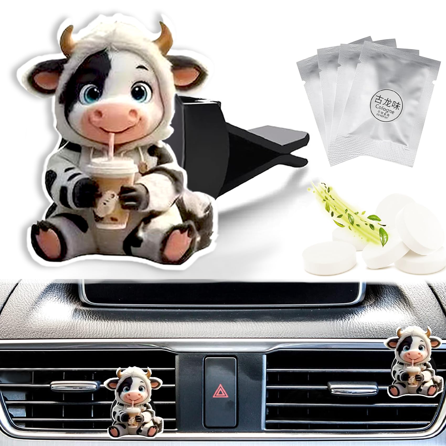 Fresh Scented Car Air Freshener Vent Clip,Decorative Cow