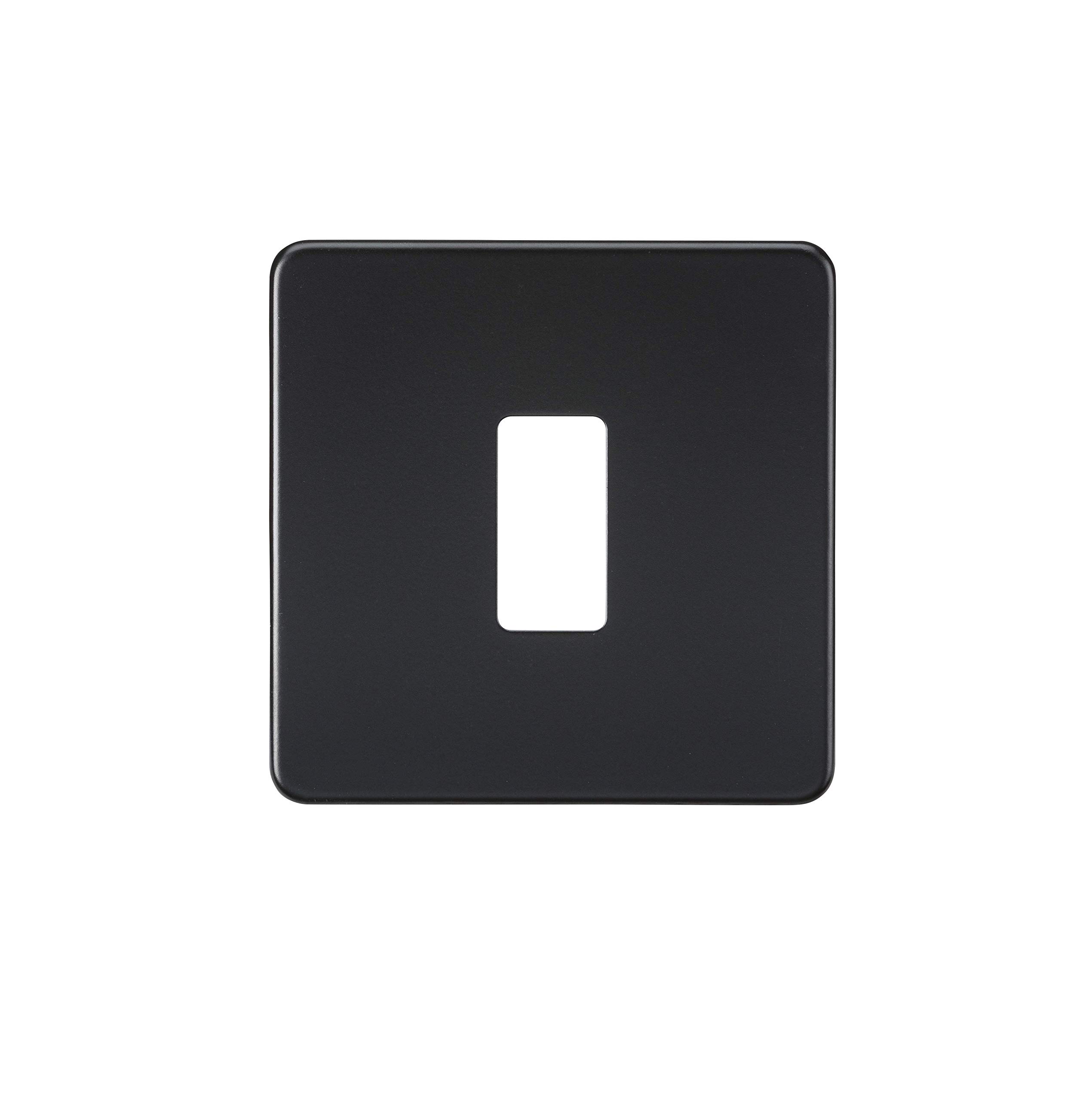Knightsbridge Black / Black Screwless 1G Grid Faceplate - Matt