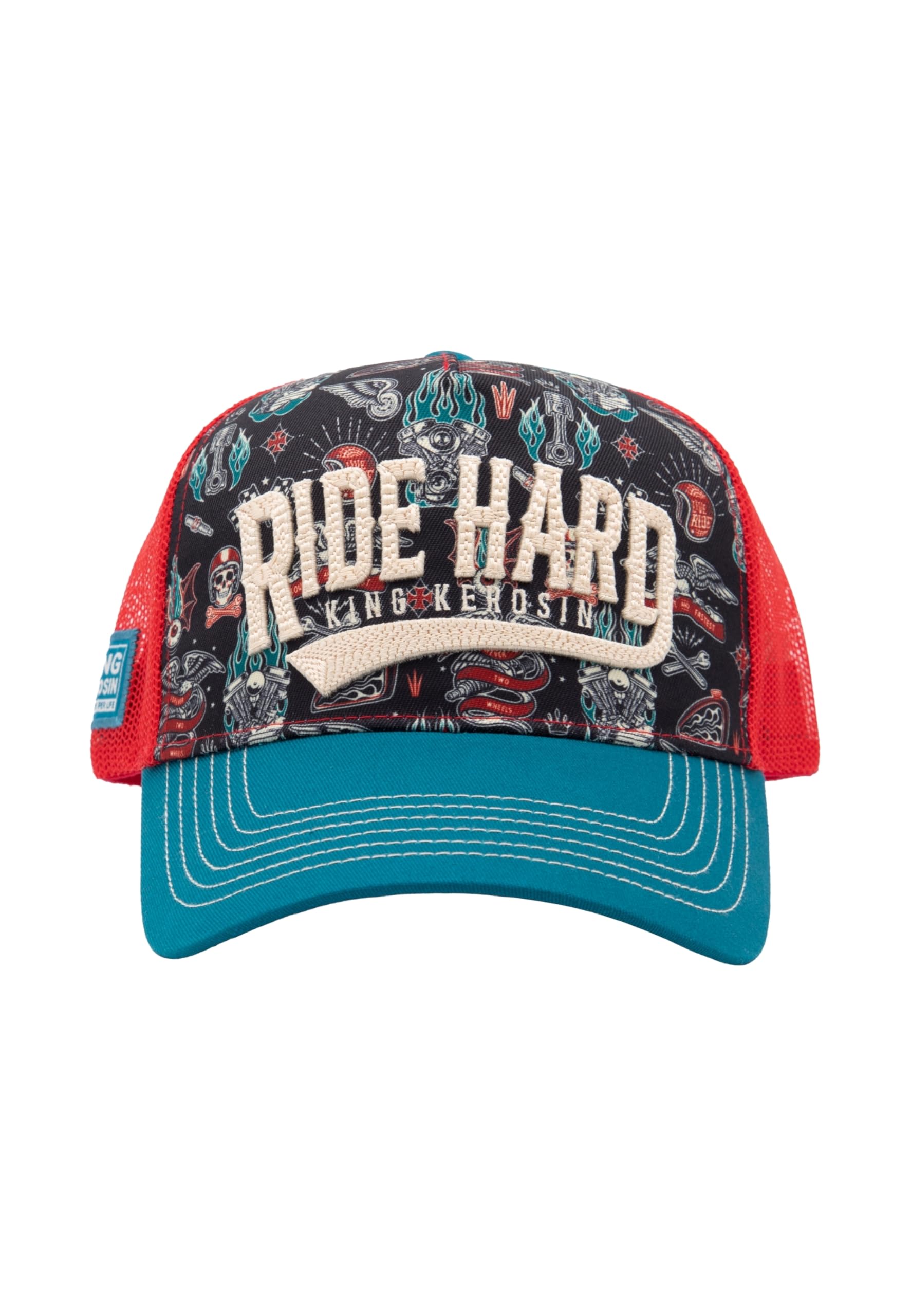 King Kerosin Ride Hard Trucker Cap Basecap Baseballcap Curved Brim Truckercap Meshcap Herren - Snapback, mit Schirm, Schirm Frühling-Sommer