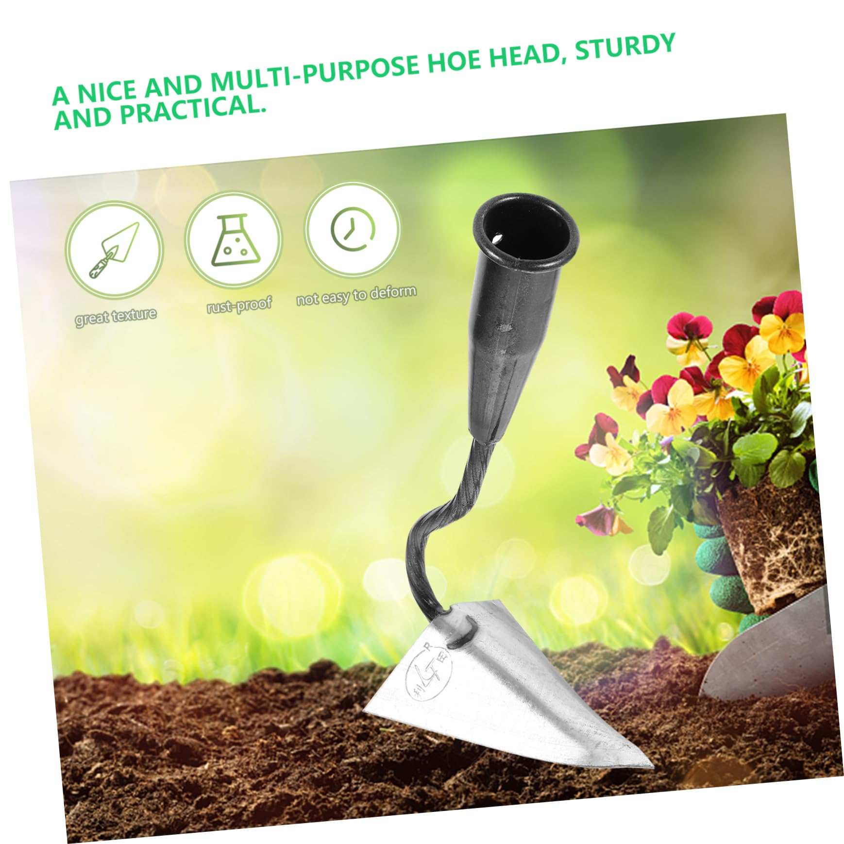 Luxshiny Cabeza de Hierro para Jardinería Profesional de Azada Triangular Herramienta Multifuncional para Deshierbar y Preparar Tierra , Tamaño S para Jardineros