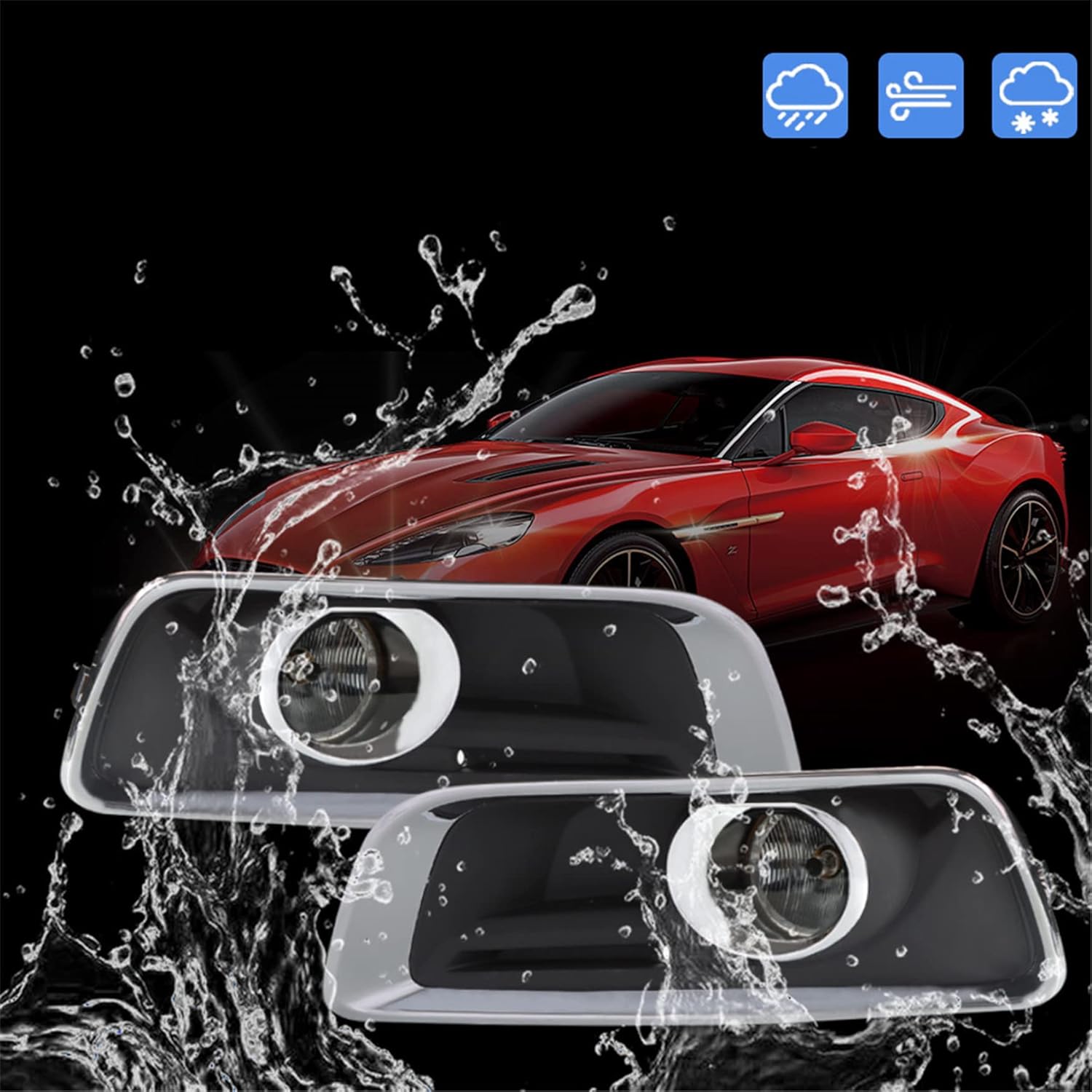 WFLNHB Fog Lights Assembly Replacement for 2013-2015 Chevy Malibu with Bulbs + Bezels + Harness Switch Kit Driving Lamps Fog Lights Driver & Passenger Side