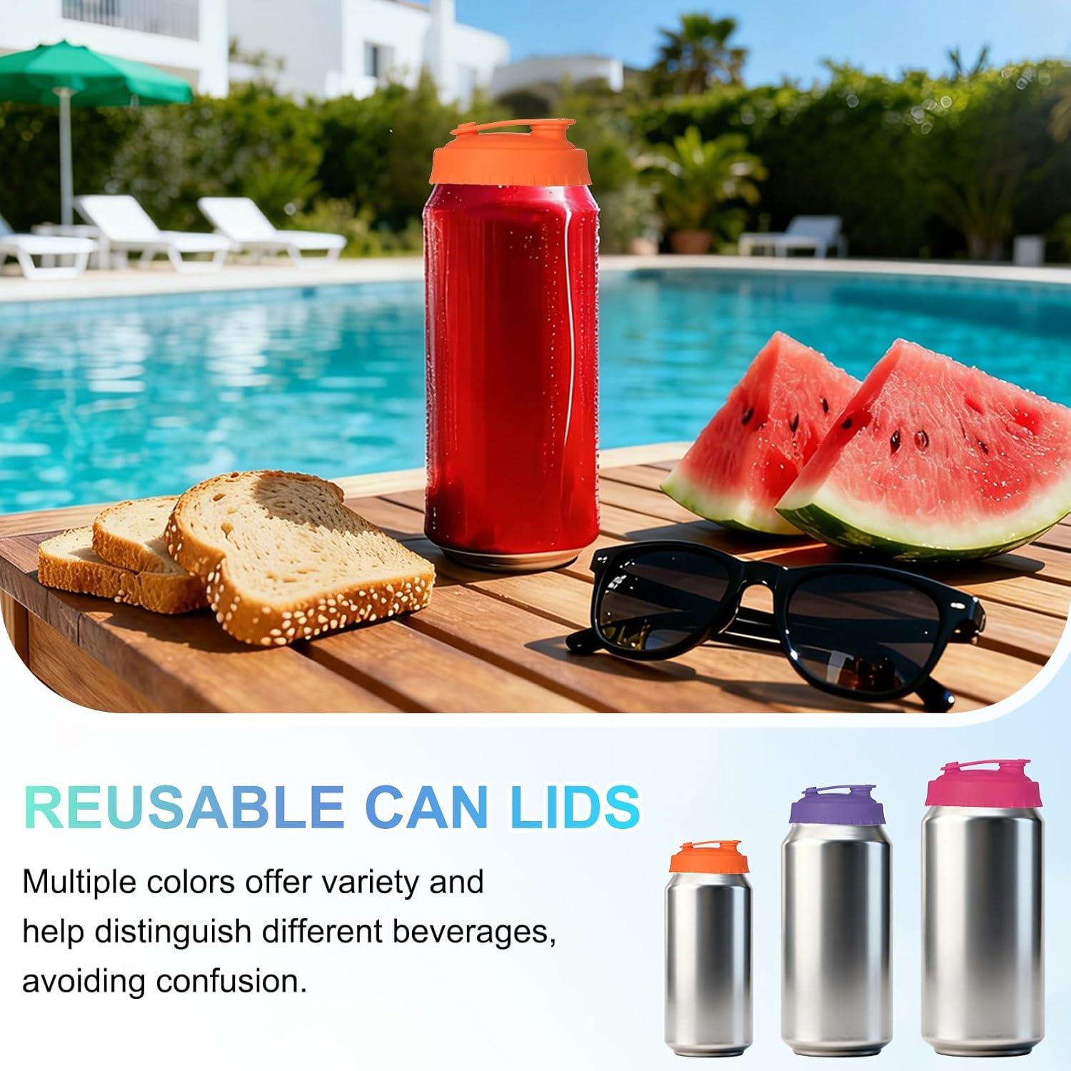 PATIKIL Silicone Soda Can Lids, 6 Pack 1" Height Reusable Soda Can Cover Stopper Protector Covers for Beer Drink Juice Beverage, Fits Standard Cans, Purple