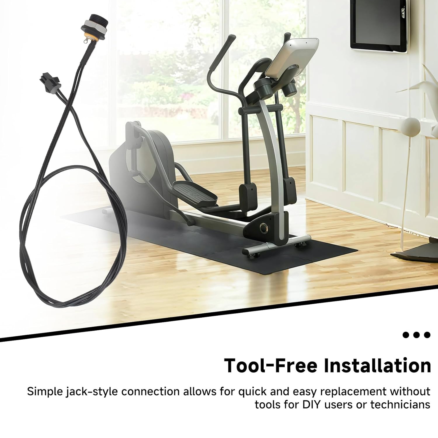 for Power Entry Wire Harness with Power Jack Socket Replacement Compatible with Life Fitness Elliptical Trainers CTSX, CTXT, X1, X3 MPN REX01HU Threaded Female Panel Mount Connector