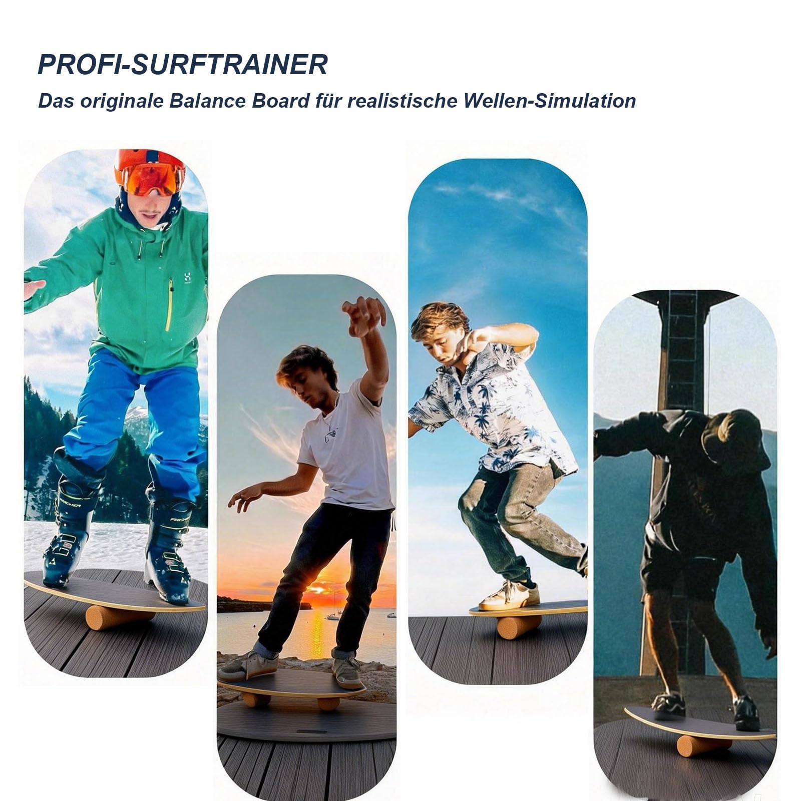 Balance Board aus Holz, Balancebrett mit Korkrolle, 8 Holzschichten, Trainingsgerät für Gleichgewicht und Koordination
