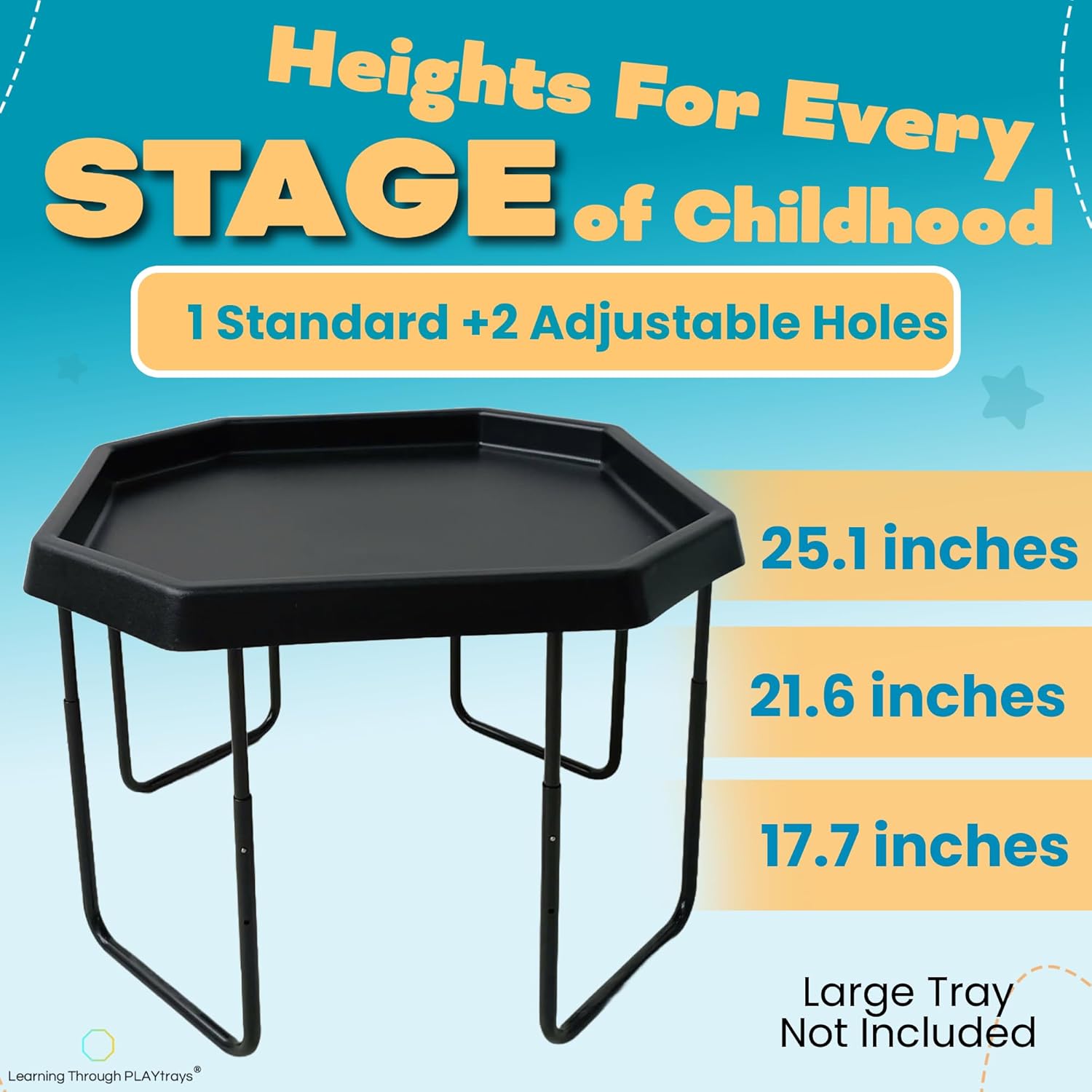 Learning Through PLAYtrays® Large Stand (Not Universal - BRAND-SPECIFIC FIT ONLY) Adjustable Height Sensory Play Table for 35.4" Tray