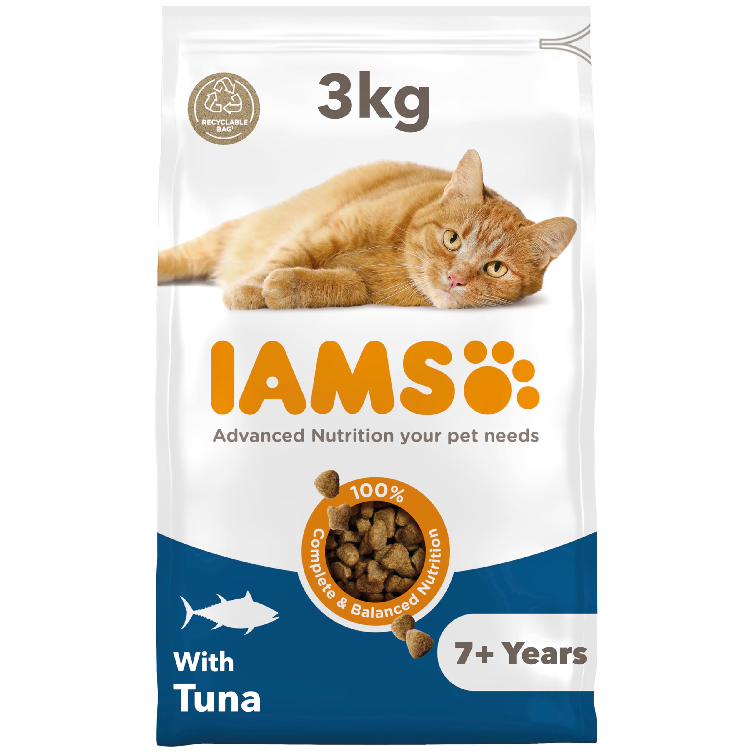 Iams Advanced Nutrition Senior Cat 7+ With Tuna - Economy Pack: 2 X 3Kg