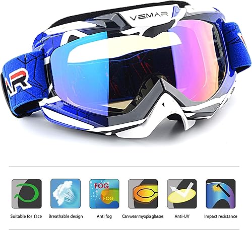 Miniatura 2 de Gafas para cuatrimoto, motocross, todoterreno, motocicletas, carreras, MX UTV (rayas naranjas)