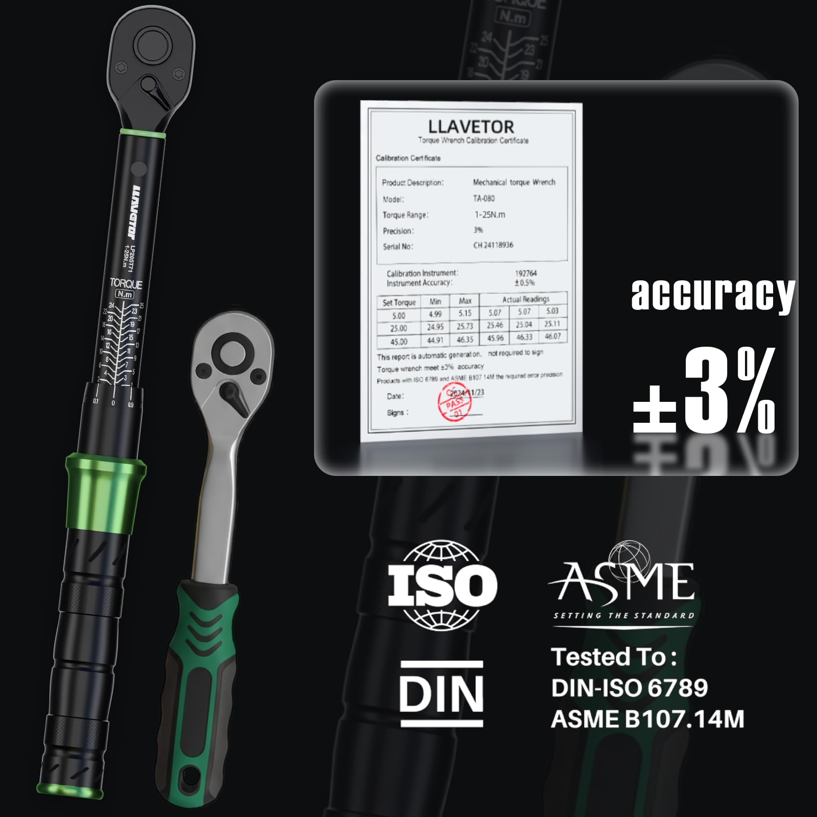 Clé dynamométrique 1/4" 1-25 NM 71 pièces pour vélo