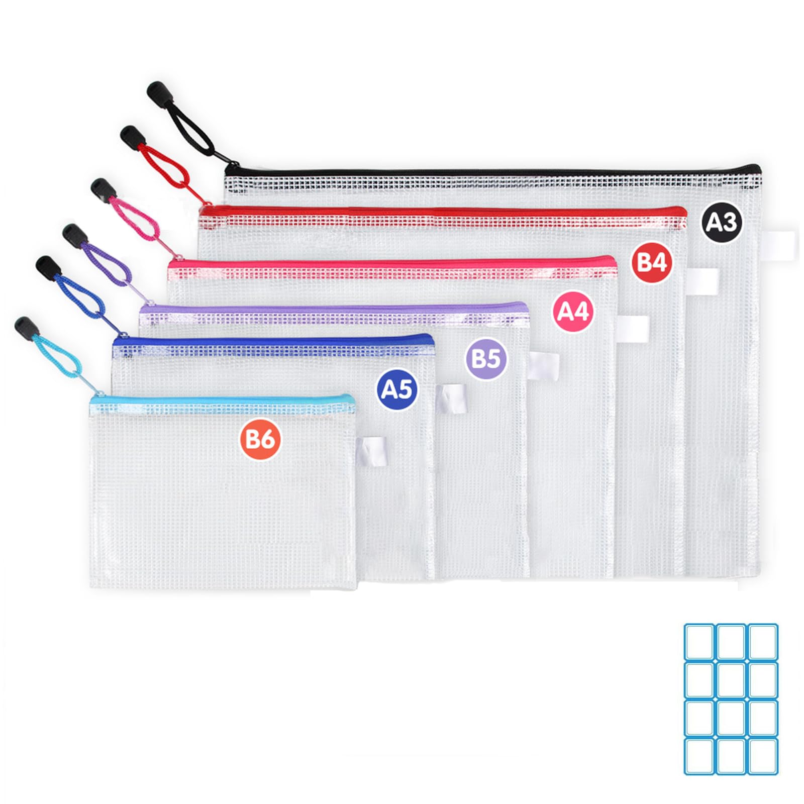 Amazon | ジッパー式ファイル袋 12枚セット6サイズ A3 透明 防水 領収