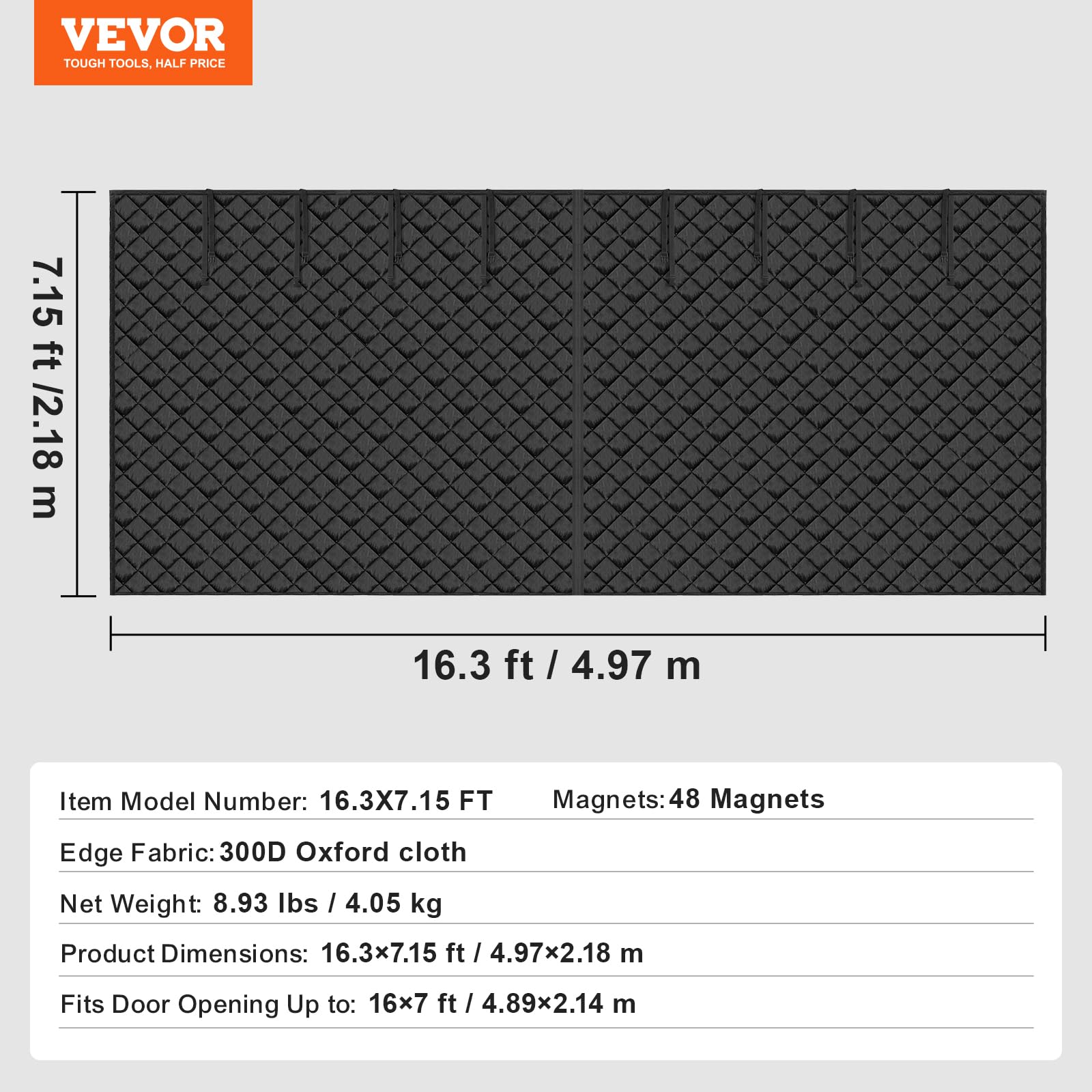 VEVOR Kit di isolamento termico magnetico per porte del garage, per l'inverno, 40,6 x 2,8 m, copertura magnetica per 2 auto (impermeabile, antivento e insonorizzato)