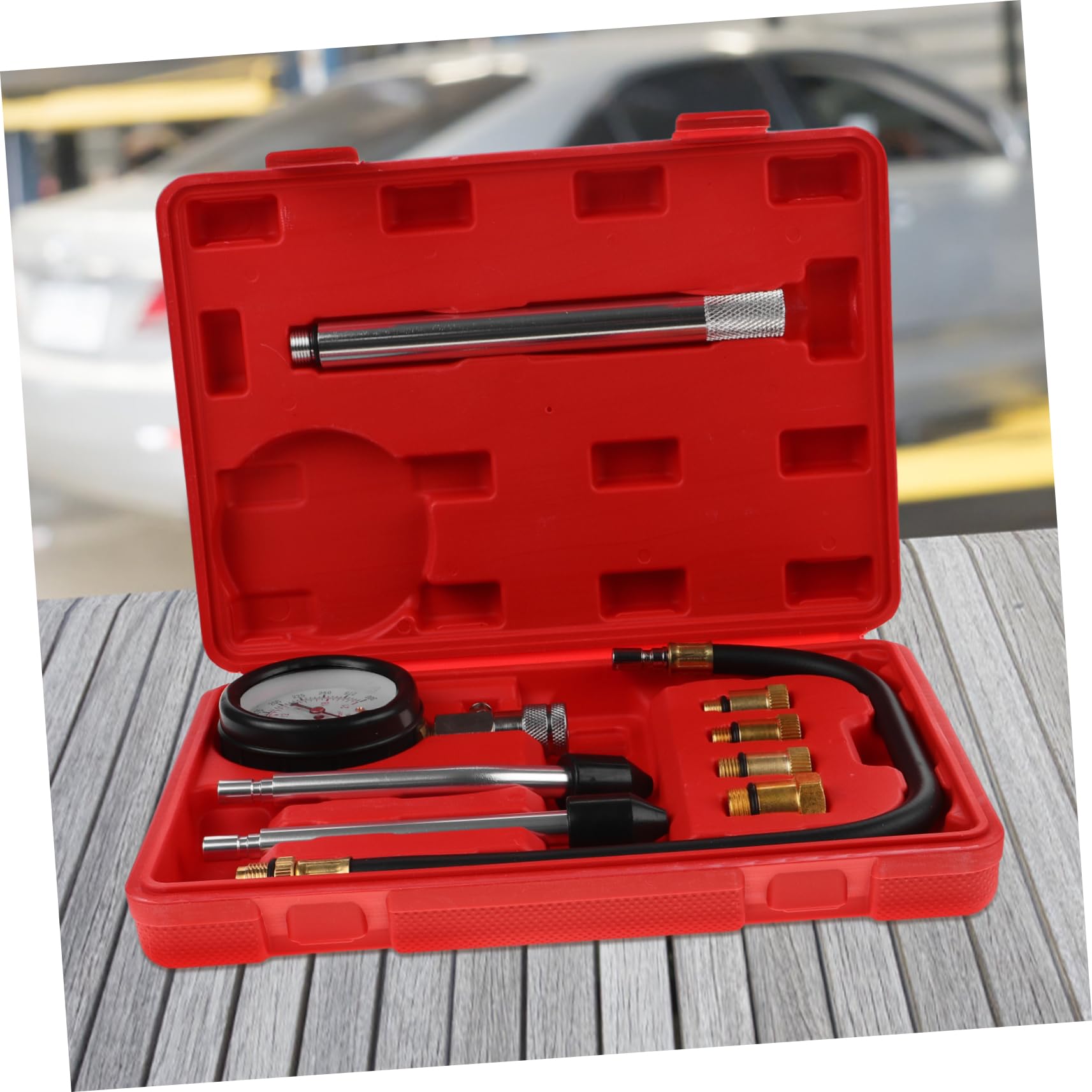 PRETYZOOM Juego de Comprobador de Compresión para Motocicletas y Coches Manómetro de Aleación de Aluminio, Herramienta Fácil de Operar para Mantenimiento y Reparaciones