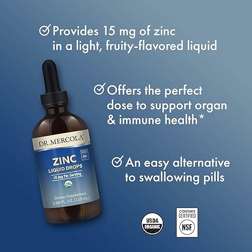 Miniatura 5 de Dr. Mercola Suplemento dietético líquido de zinc, 5 mg por porción, alrededor de 28 porciones, 3.88 onzas líquidas, apoya la salud de los órganos y
