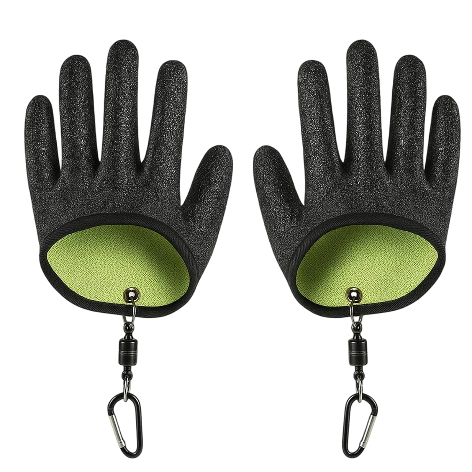 Angelhandschuhe, Landehandschuh Hecht, 1 Paar Handschuhe mit 2 Magnetischen Haken Angelzubehör, Angel Handschnuhe, Wasserdicht, Bissfest und Rutschschutz für Hecht, Zander, Wels, Raubfische