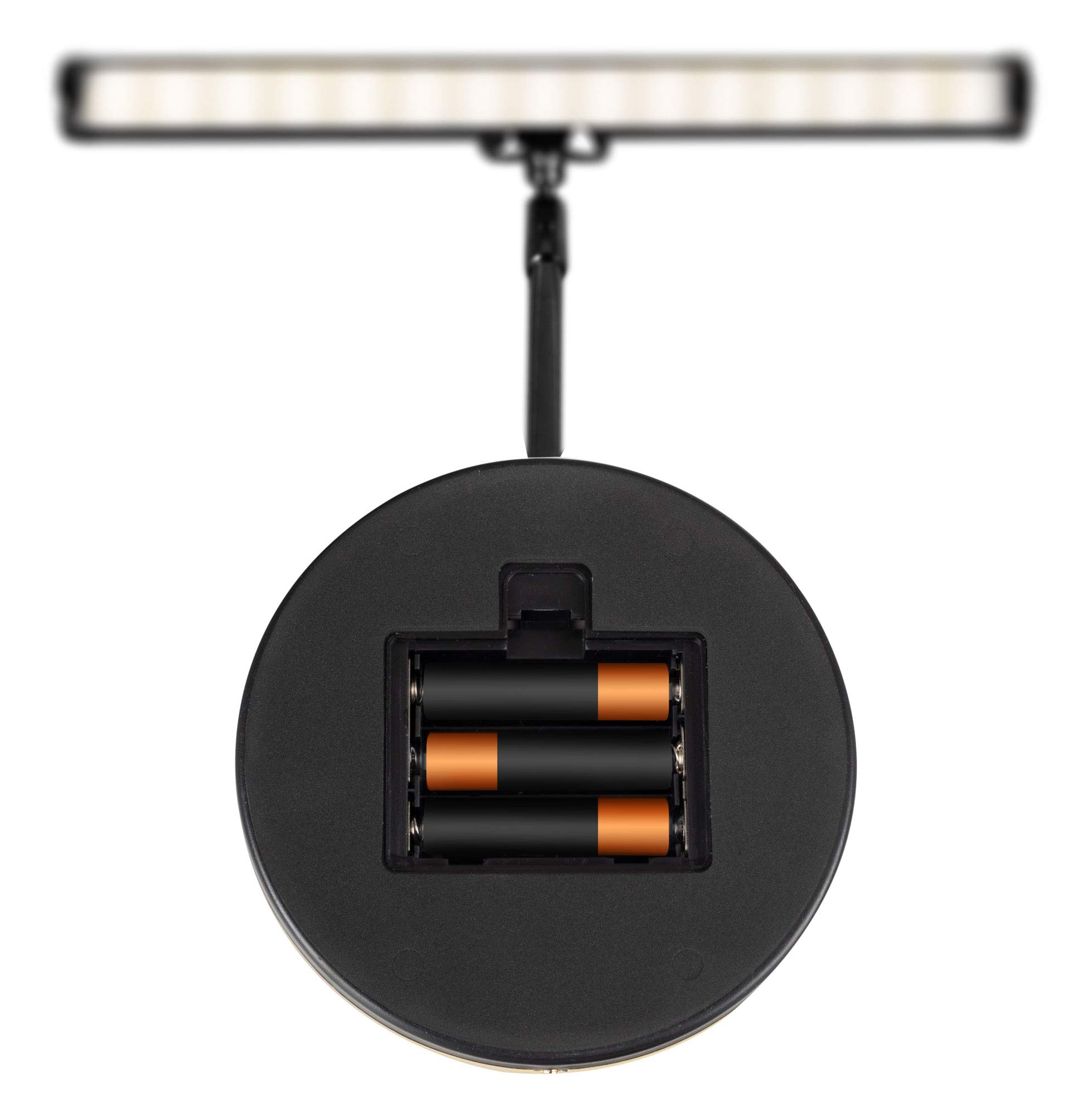 Showlite PL-1-BK-KW LED Klavierleuchte - Klavierlampe mit 15 LEDs - kaltweißes Licht in 2 Stufen - 36 cm Höhe - Betrieb per USB, Netzstrom oder Batterie - schwarz