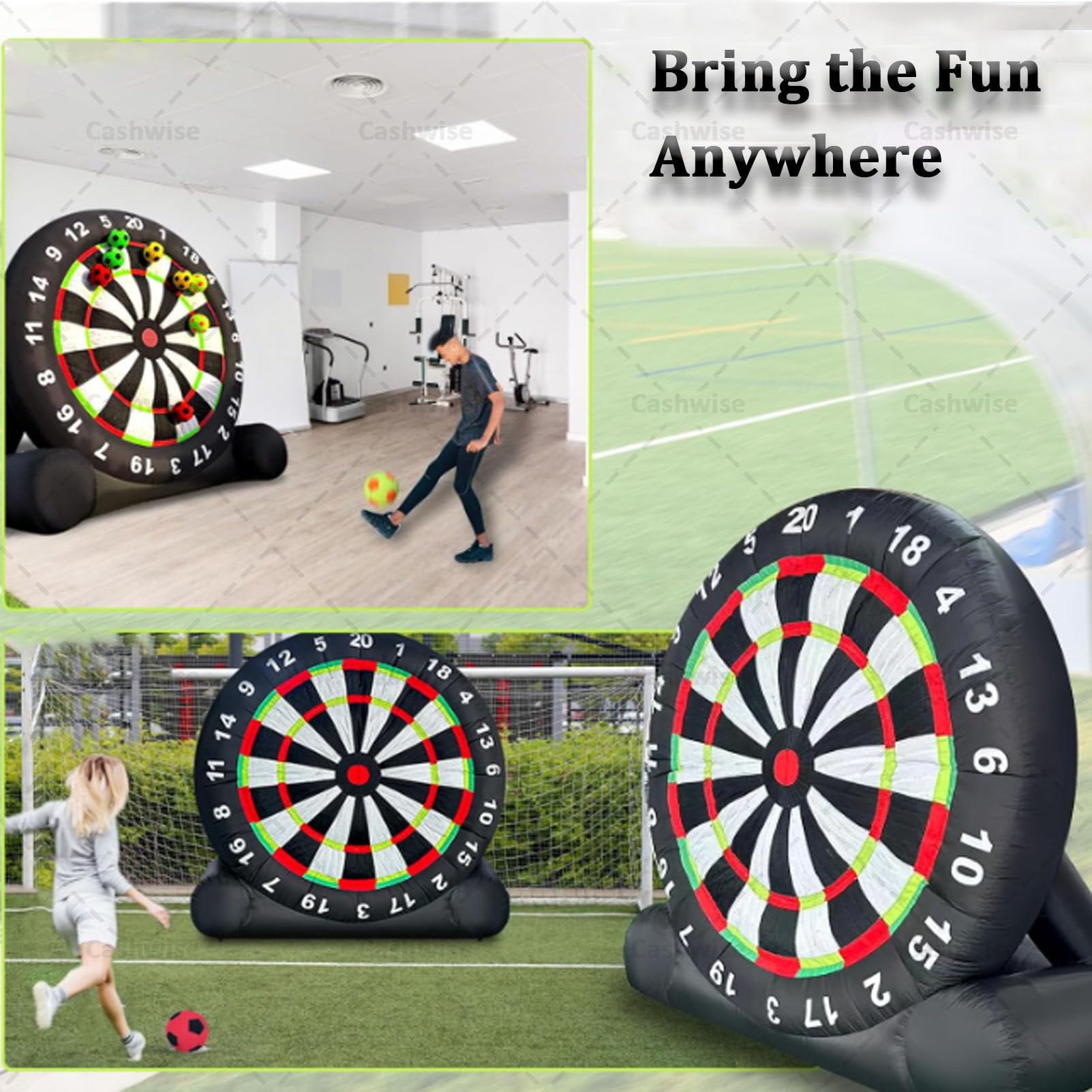 Jeu de fléchettes de football gonflable géant d'extérieur avec 8 ballons de football et souffleur de 350 W Jeu de but de fléchettes de football gonflable géant pour jeu de sport de cible 3M/10FT