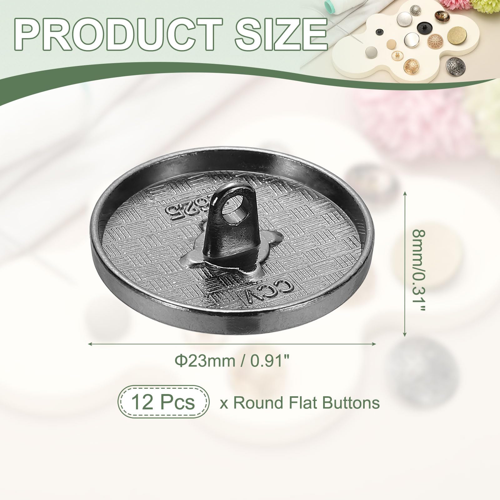 YELARXI Metal Round Flat Buttons, Alloy Shank Round Shaped Sewing Buttons, Fitting for (Men, Women, Coat, Shirt, Suit - Image 2