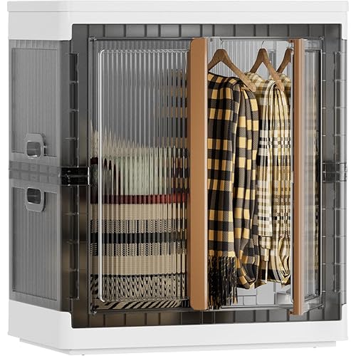 HAIXIN Closet Organizers and Storage, Collapsible Clothing Storage with Closet Rod and Clothes Hangers, Stackable Shelves, 39.6 Gal Wardrobe Organizer for Bedroom, 1 Pack