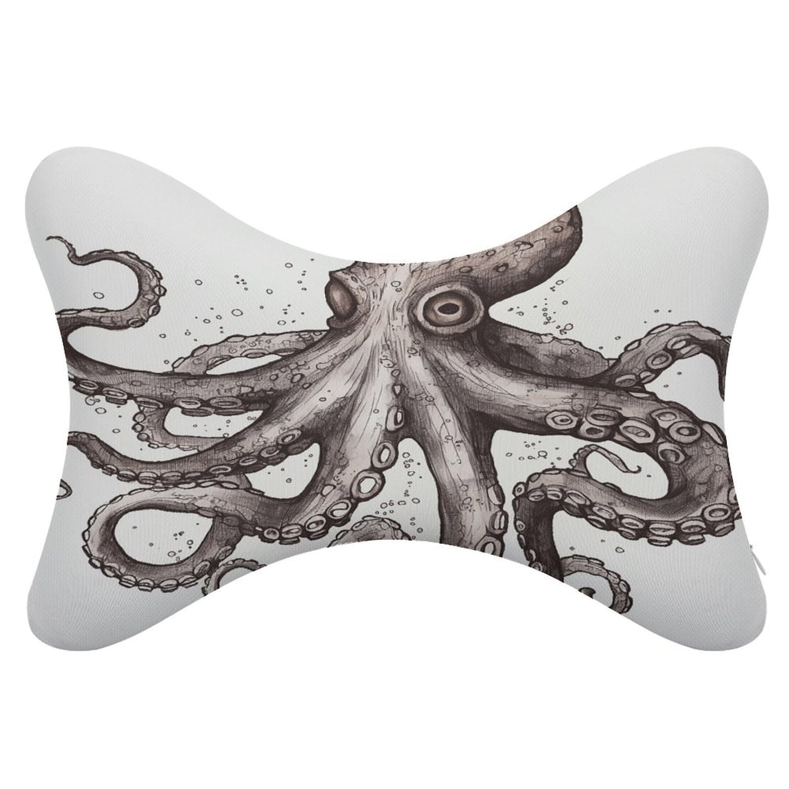 FekiLoot Octopus Car Headrest Set of 2,Softness Memory Foam Car Neck Pillow with Breathable Removable Cover Car Neck Support Pillow Ergonomic for Driving, Office