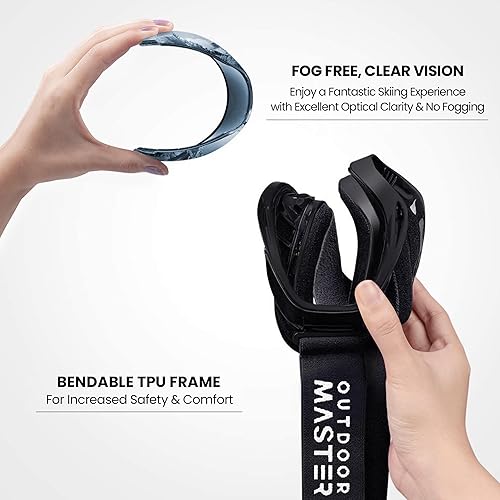 Miniatura 84 de OutdoorMaster - Gafas de esquí/snowboard para hombres, mujeres y jóvenes, 100% protección contra rayos ultravioleta, para usar sobre los anteojos