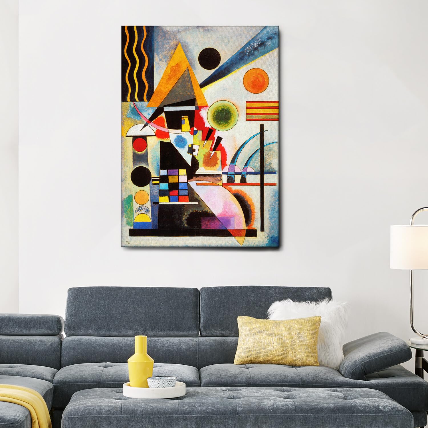 Giallobus - Quadro - Vassily Kandinsky - Oscillazione - Tela Canvas Telaio Standard - 100L x 140l cm - Pronto da appendere - Quadri moderni per la casa
