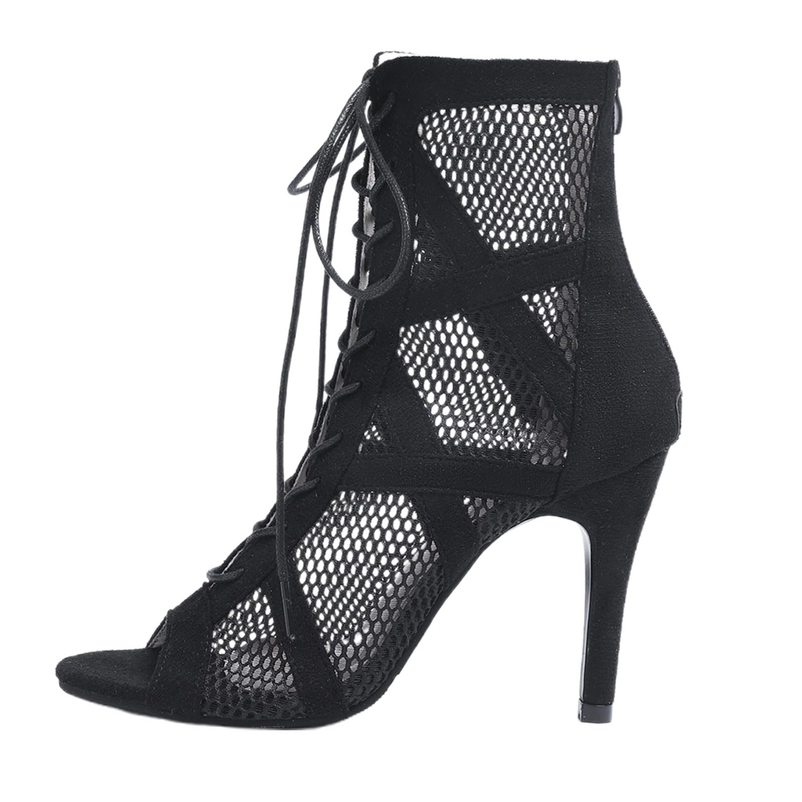 Scarpe da Ballo Donna - Tacco Heels Dance Donna Sexy 7cm Scarpe con Tacco Eleganti Heels Dance Shoes Decollete Tacco Alto Punta Aperta con Lacci