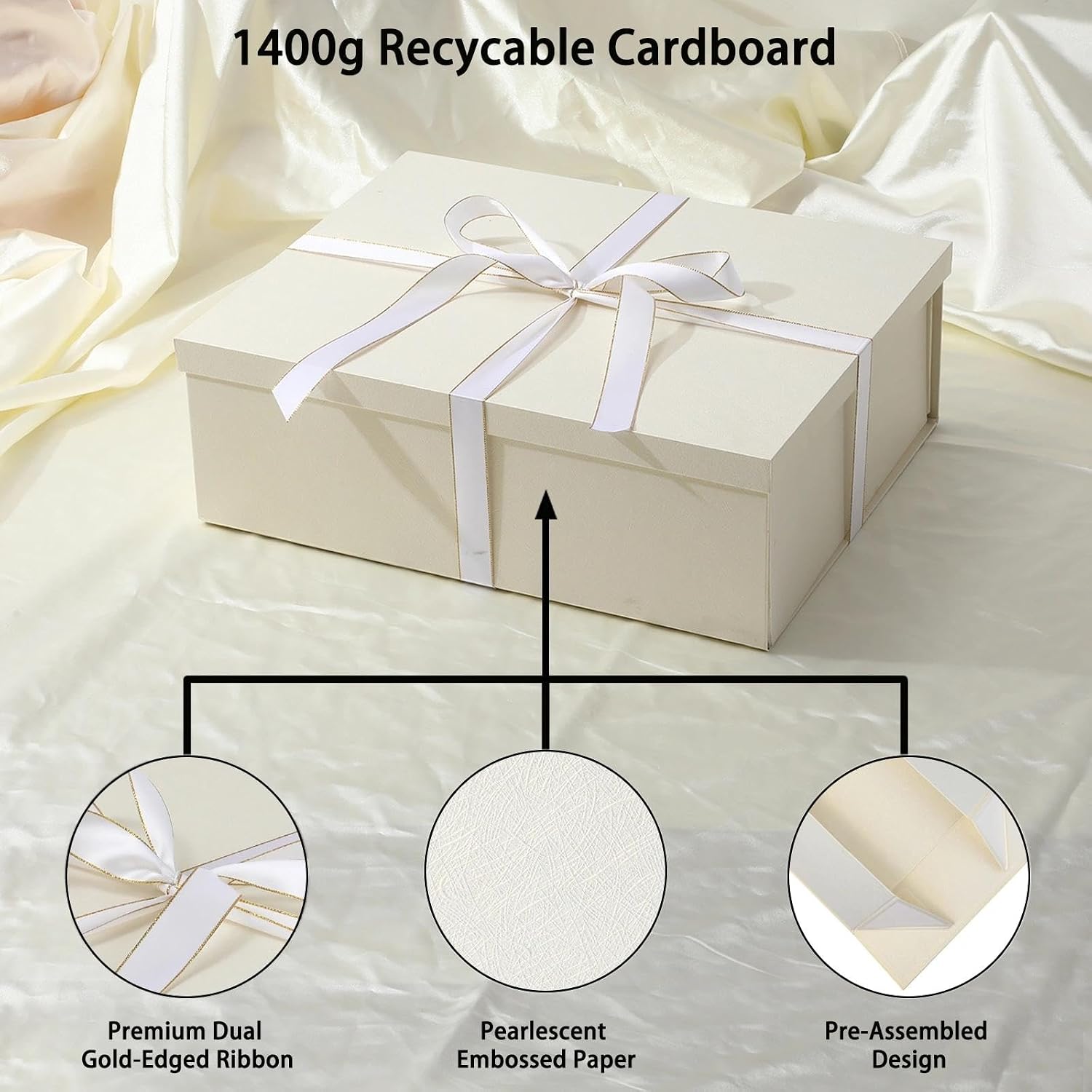 iloMAOZX Extra Large Gift Box with Lid White 16.5x13x5.5 Inch for Presents image 5