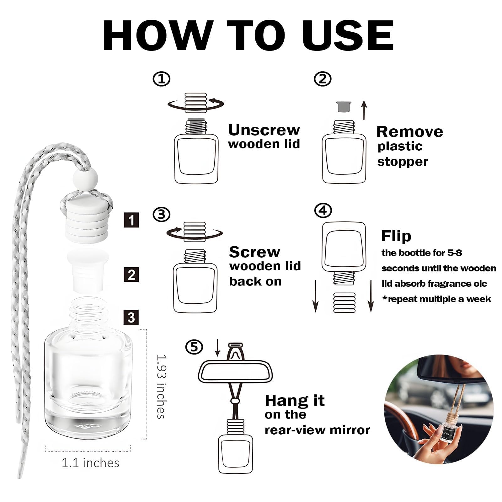 Difusor de aceite esencial para coche, ambientador de coche, ambientador de aire de larga duración, fabricado en Estados Unidos