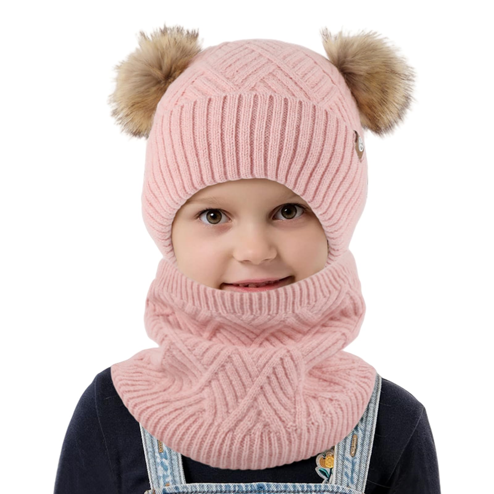 Mütze, Schal & Handschuh-Sets Für Damen Kinder Winter Wolle Warme Strickmütze, Schal, Handschuhe, Dreiteiliges Set Plus Plüsch Ballmütze Dreiteiliges Set-grün