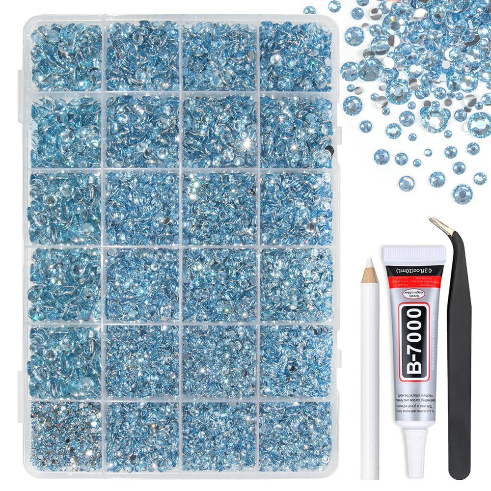 Photo 1 of qiipii Light Blue Resin Rhinestones with Glue