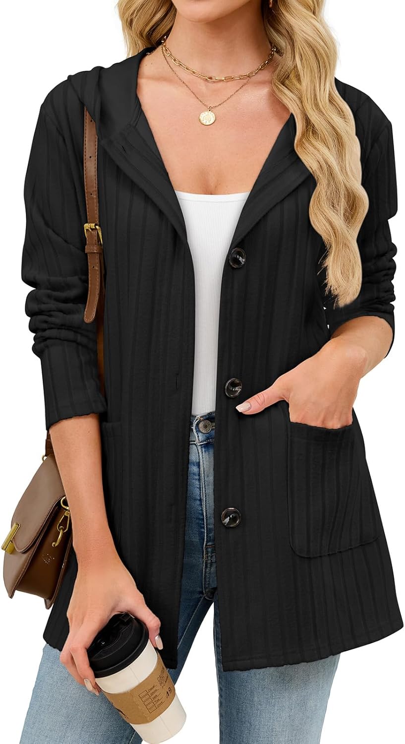 Viracy Cardigan Sweaters for Women Hoodies Long Sleeve Button Down Open Front Business Casual Outfits with Pockets