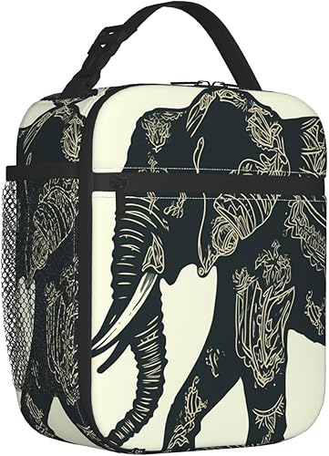 Miniatura 2 de Bolsa de almuerzo con estampado de elefante, lonchera reutilizable, bolsa de almuerzo portátil, lonchera aislada, a prueba de fugas, bolsa