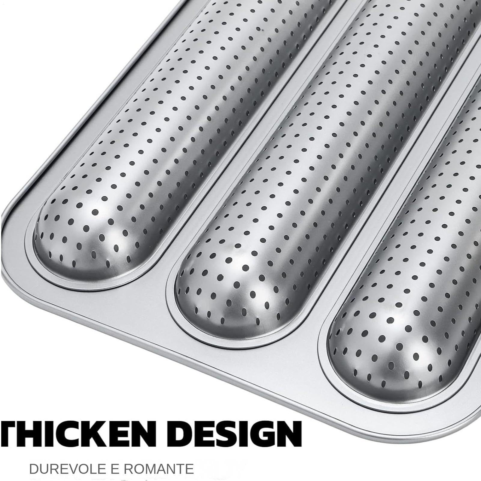 Molde para Baguette Bandeja Para Horno Perforada Antiadherente Con 3 | 2 Piezas Molde Para Baguette Francesa Cocina en casa y al aire libre preparación diaria comidas y meal prepping