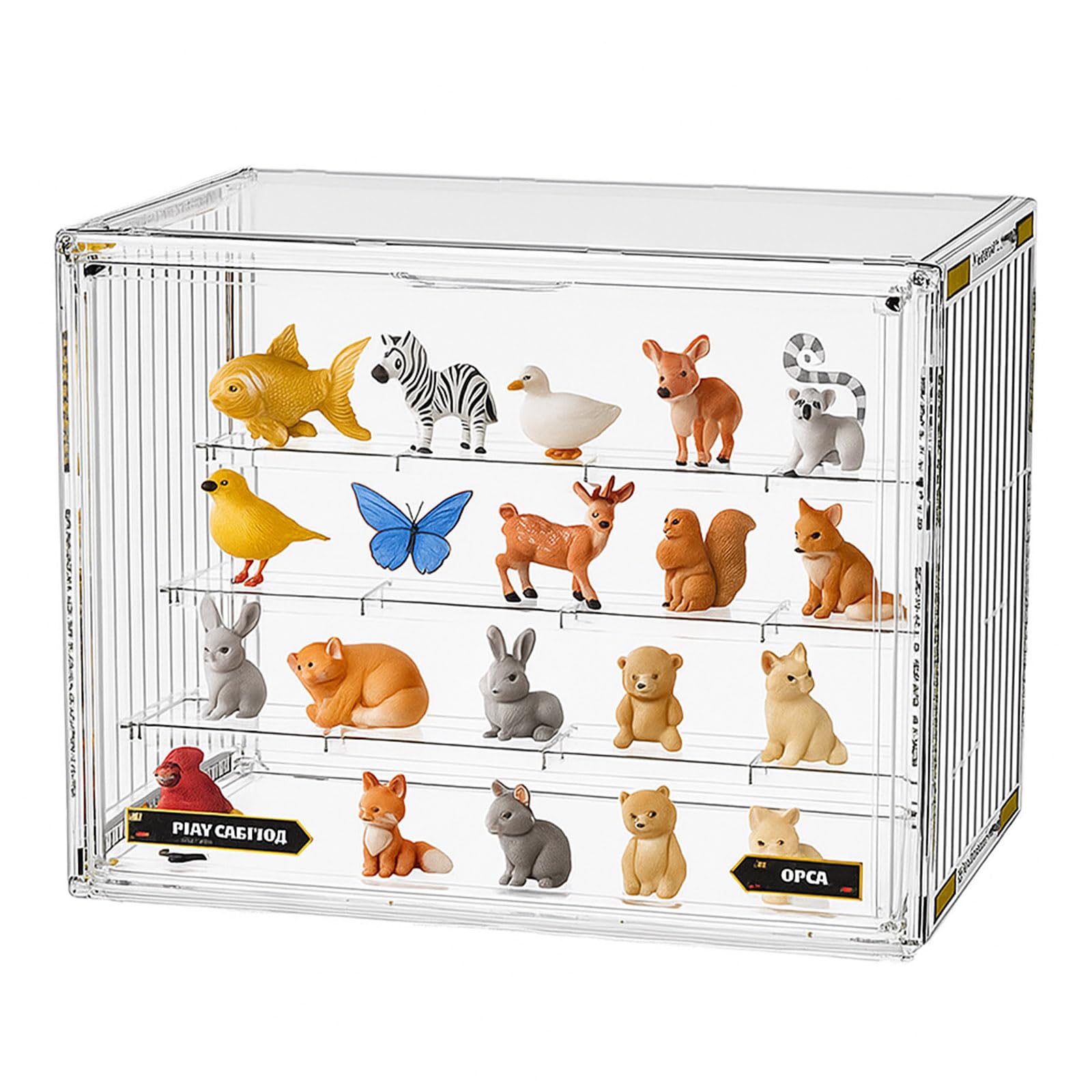 powerking 4 Tiers Clear Display Case for Figures,Acrylic Storage Organizers Box with Magnetic Door