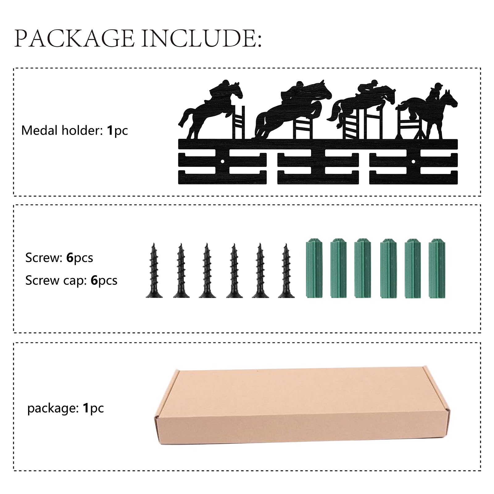CREATCABIN Appendiabiti per Medaglie Equestri in Legno Display Porta Medaglie Porta Medaglie Sportive Rack da Parete Montato su 30 medaglie Premi Nastro Supporto per Competizione Equitazione 40x15cm
