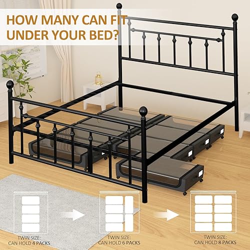 Miniatura 5 de Contenedores de almacenamiento debajo de la cama con ruedas, almacenamiento de zapatos debajo de la cama, organización de almacenamiento plegable