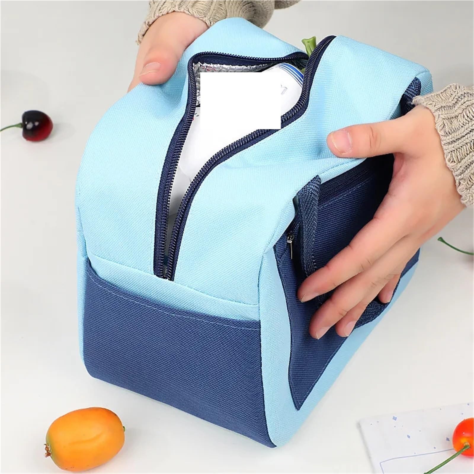 Plecak kempingowy, Torba do przechowywania lunchboxów Colorblock Pocket o dużej pojemności Torby na lunch dla uczniów żywności piknikowej(Yellow)