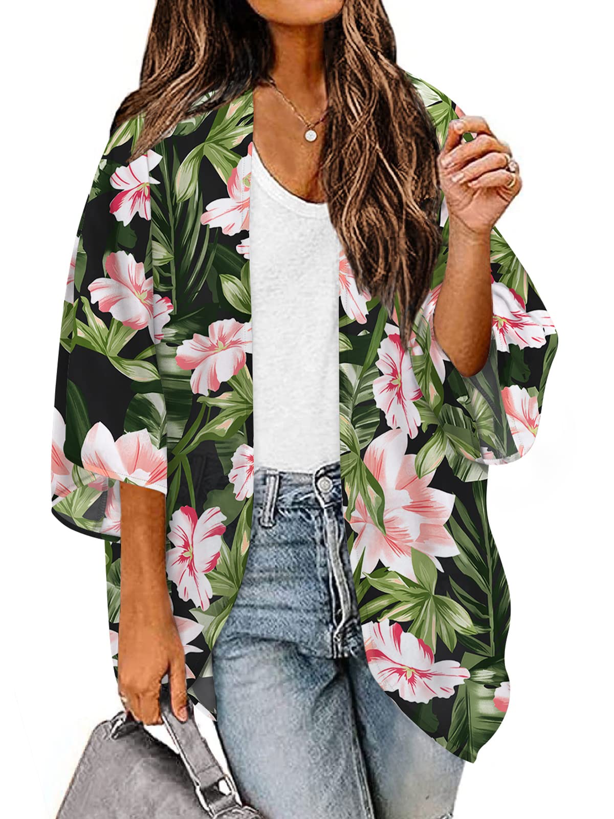 BB&KKWomen's Chiffon Kimono Loose Casual Open Front Cover Ups
